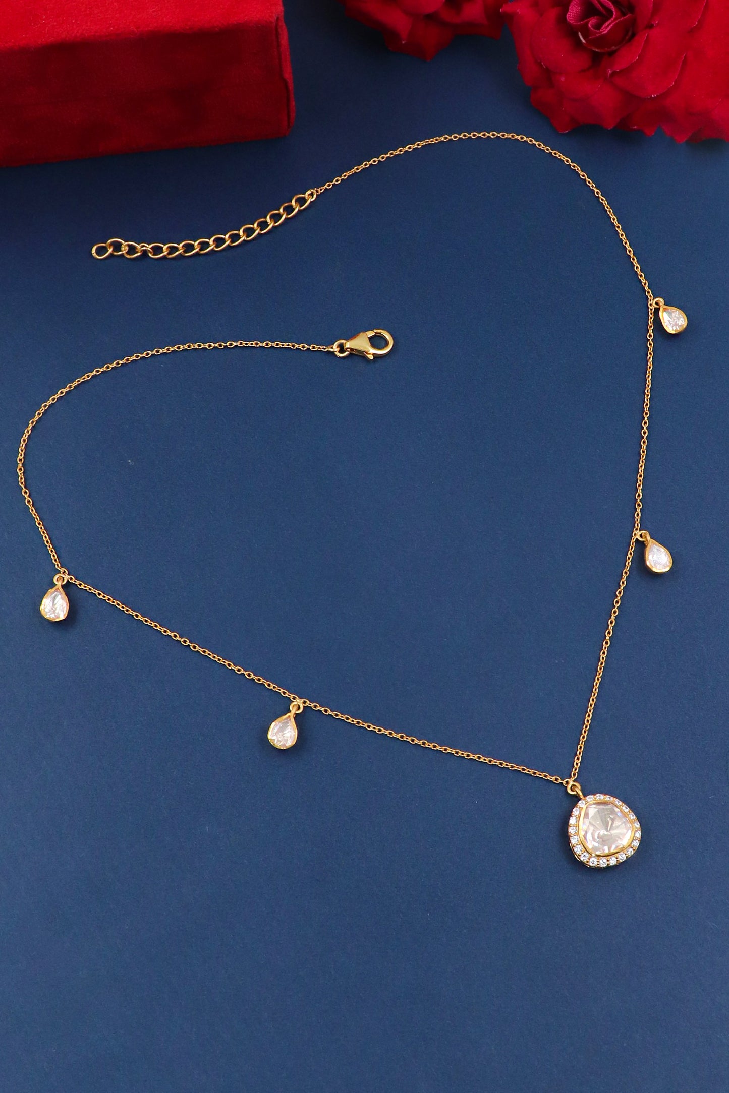 Dazzling Gold-Plated Chain Necklace with Moissanite Pendant