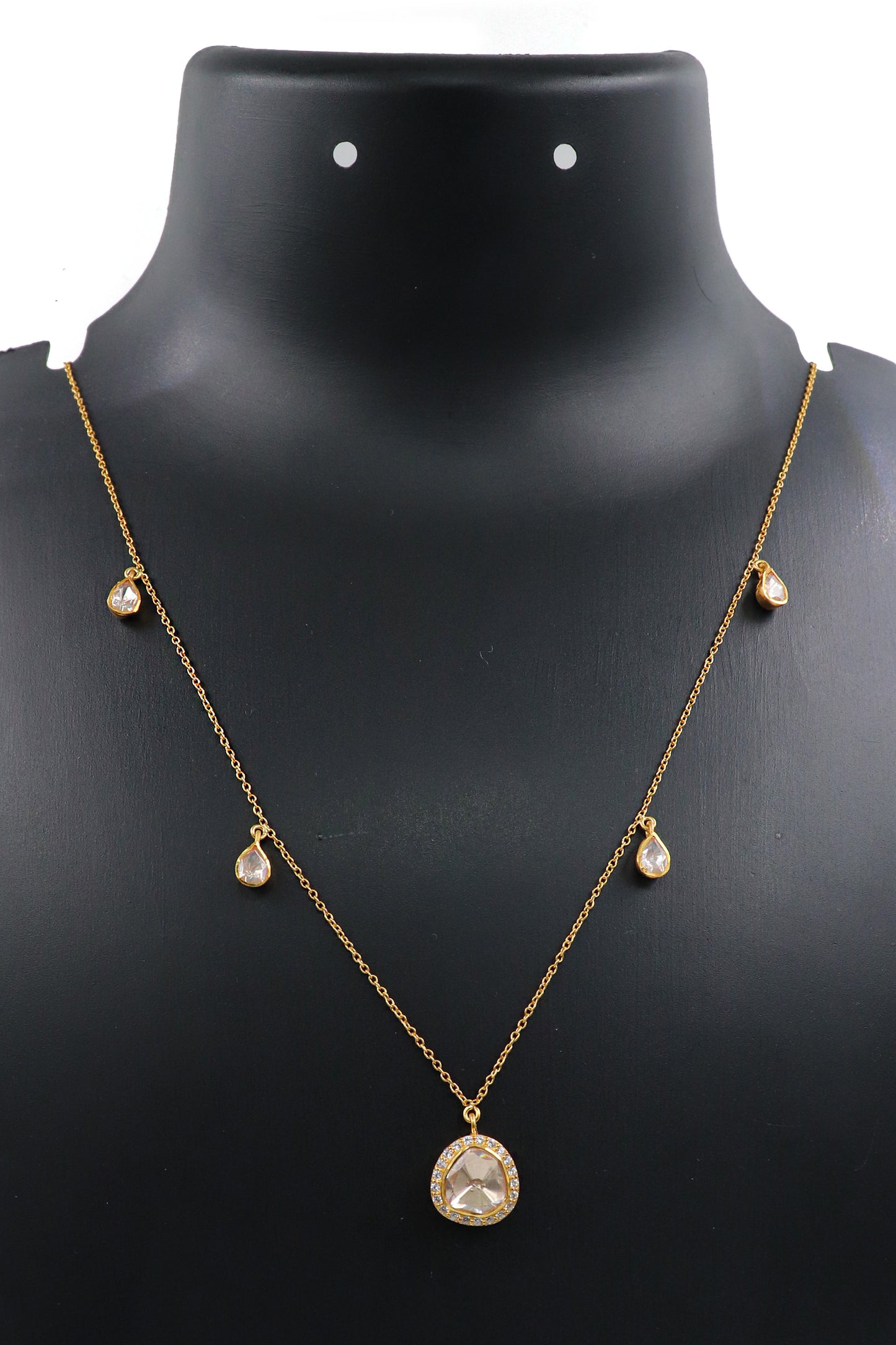 Dazzling Gold-Plated Chain Necklace with Moissanite Pendant