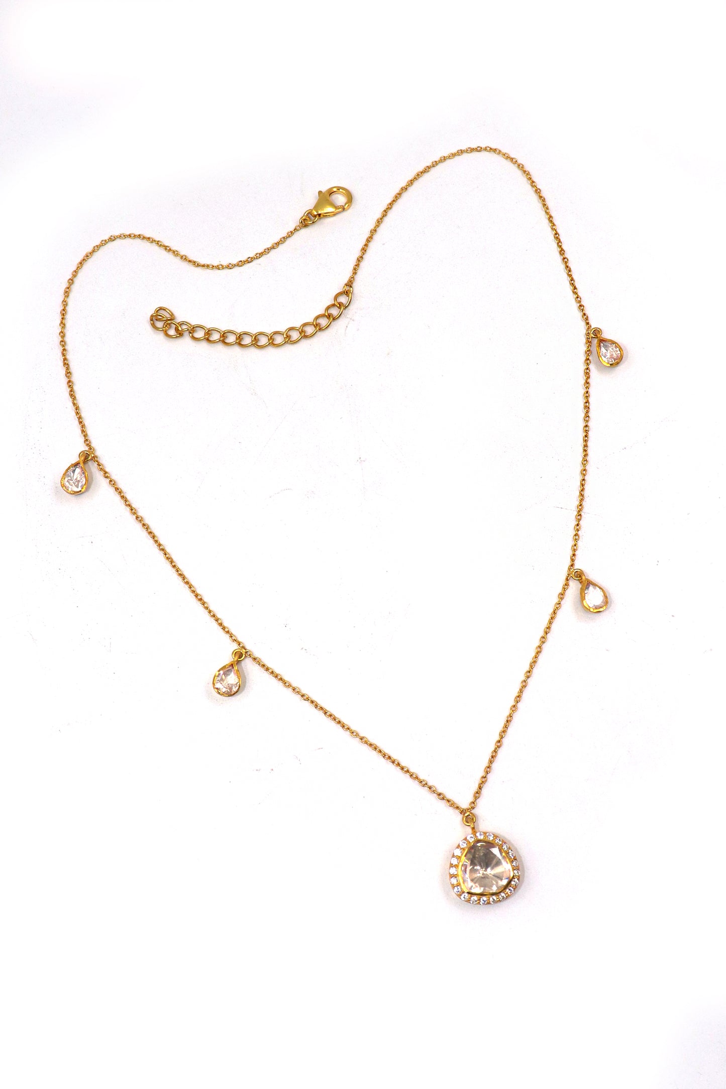 Dazzling Gold-Plated Chain Necklace with Moissanite Pendant