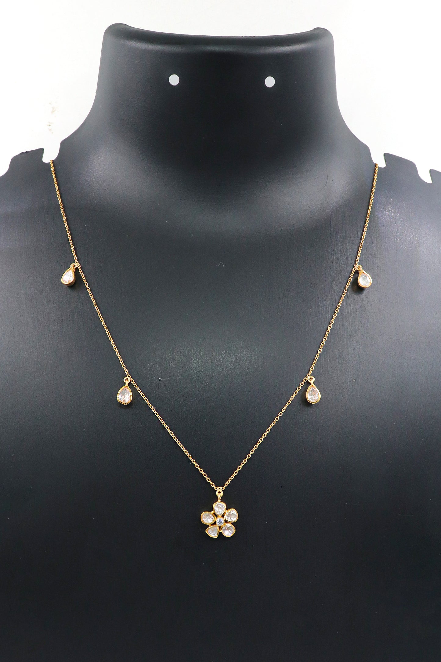 Gold-Plated Festive Necklace with Moissanite Gemstone Pendant