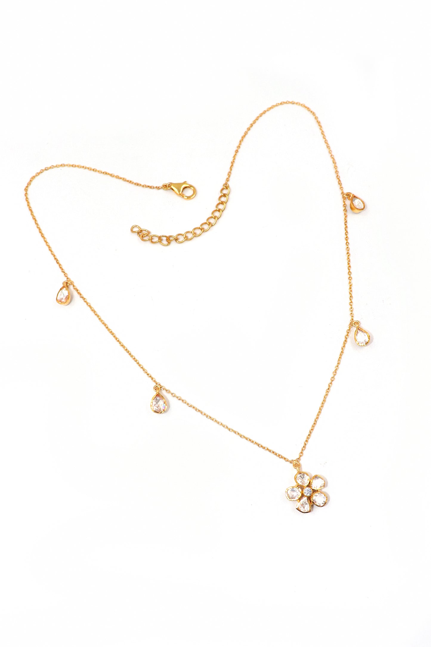 Gold-Plated Festive Necklace with Moissanite Gemstone Pendant