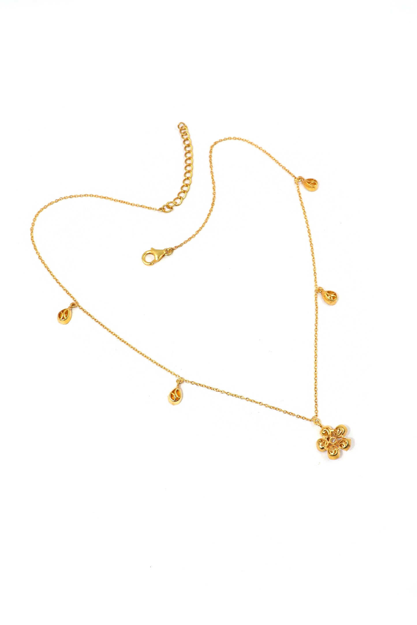 Gold-Plated Festive Necklace with Moissanite Gemstone Pendant