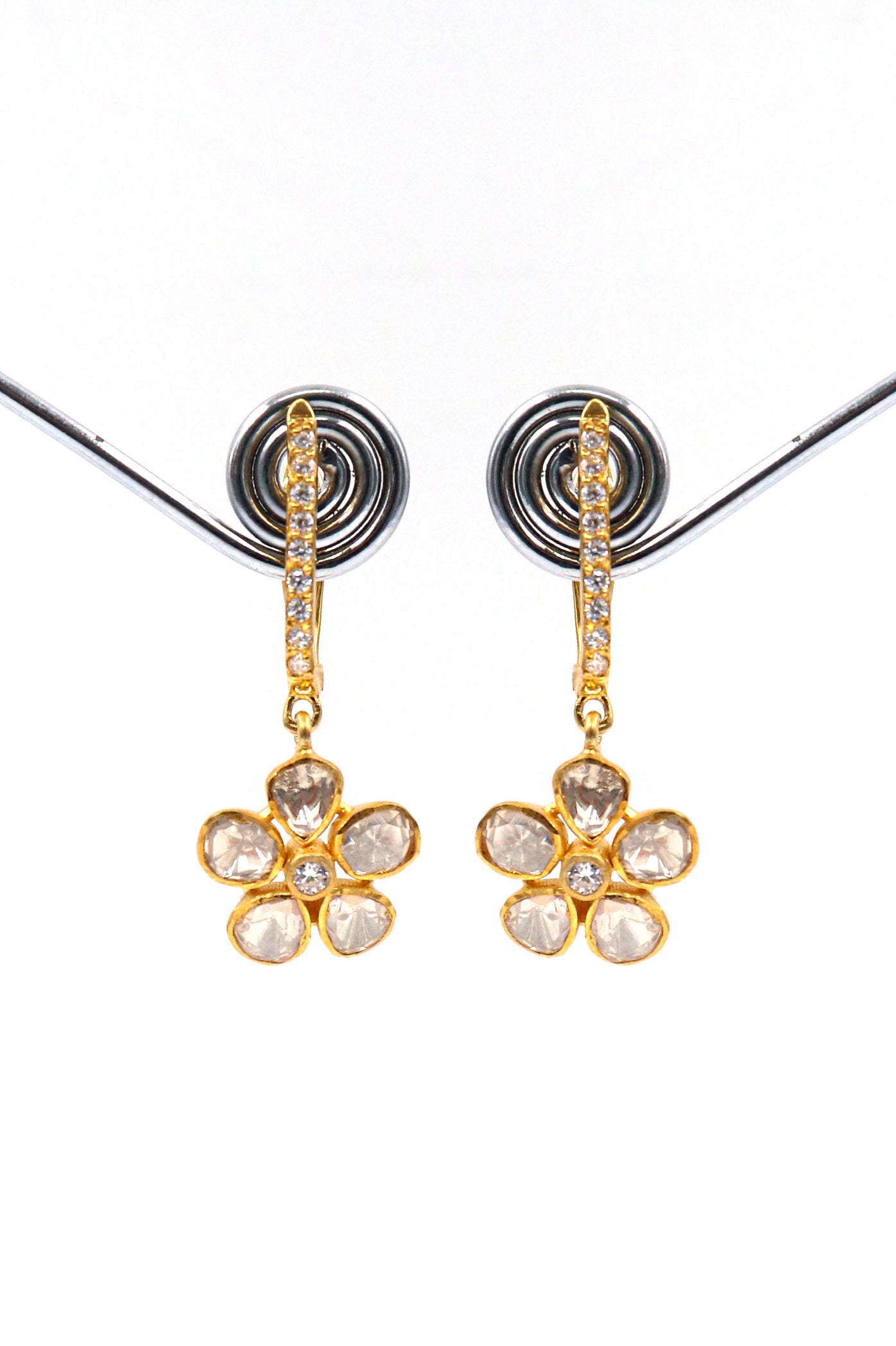 Gold-Plated Moissanite Gemstone Earring for Weddings and Festive Events