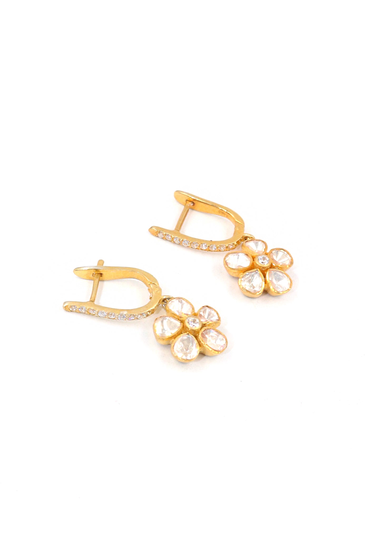 Gold-Plated Moissanite Gemstone Earring for Weddings and Festive Events