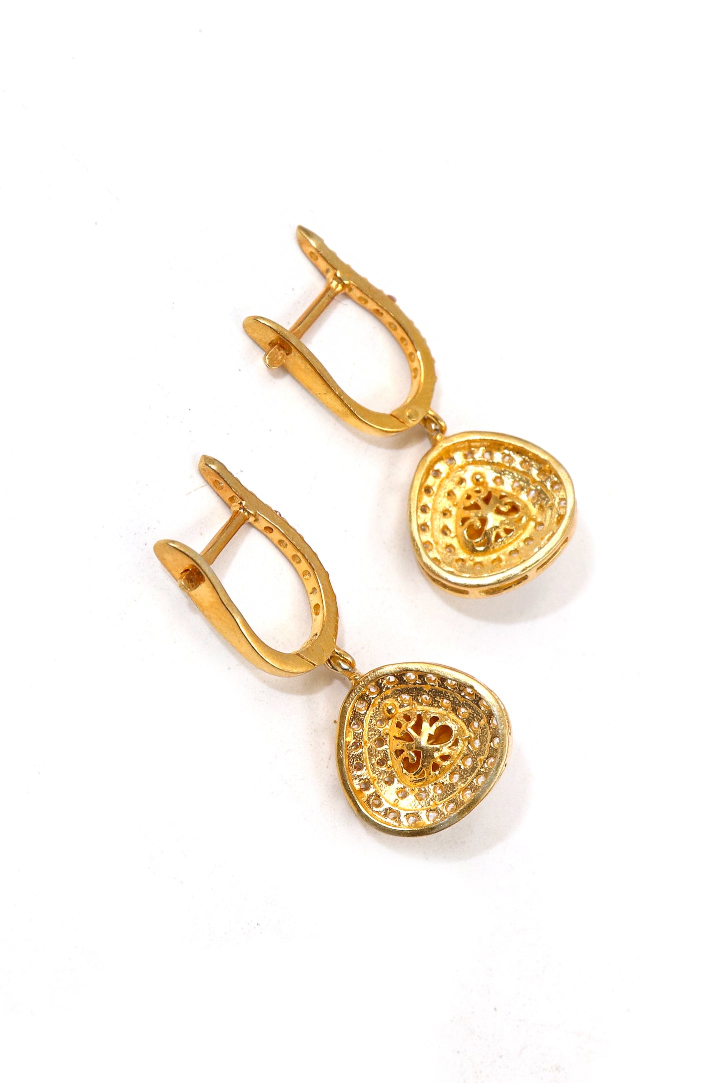 Festive Gold-Plated Earring Featuring Moissanite Gemstone and CZ Sparkle