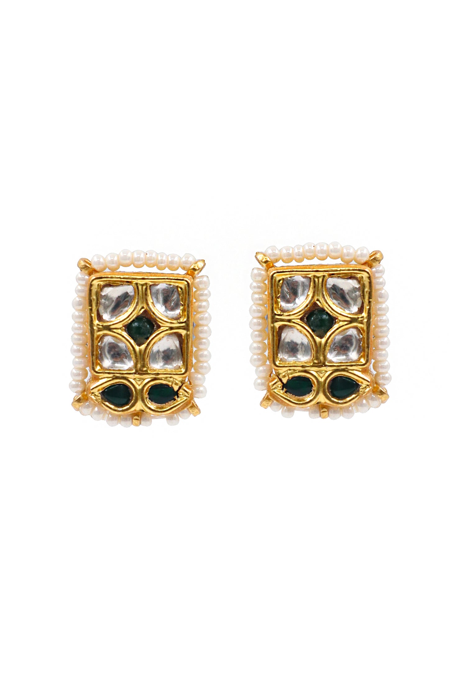 Gold-Plated Moissanite with Pearl Gemstone and  Meenakari Earring Jewelry Perfect For Gift.