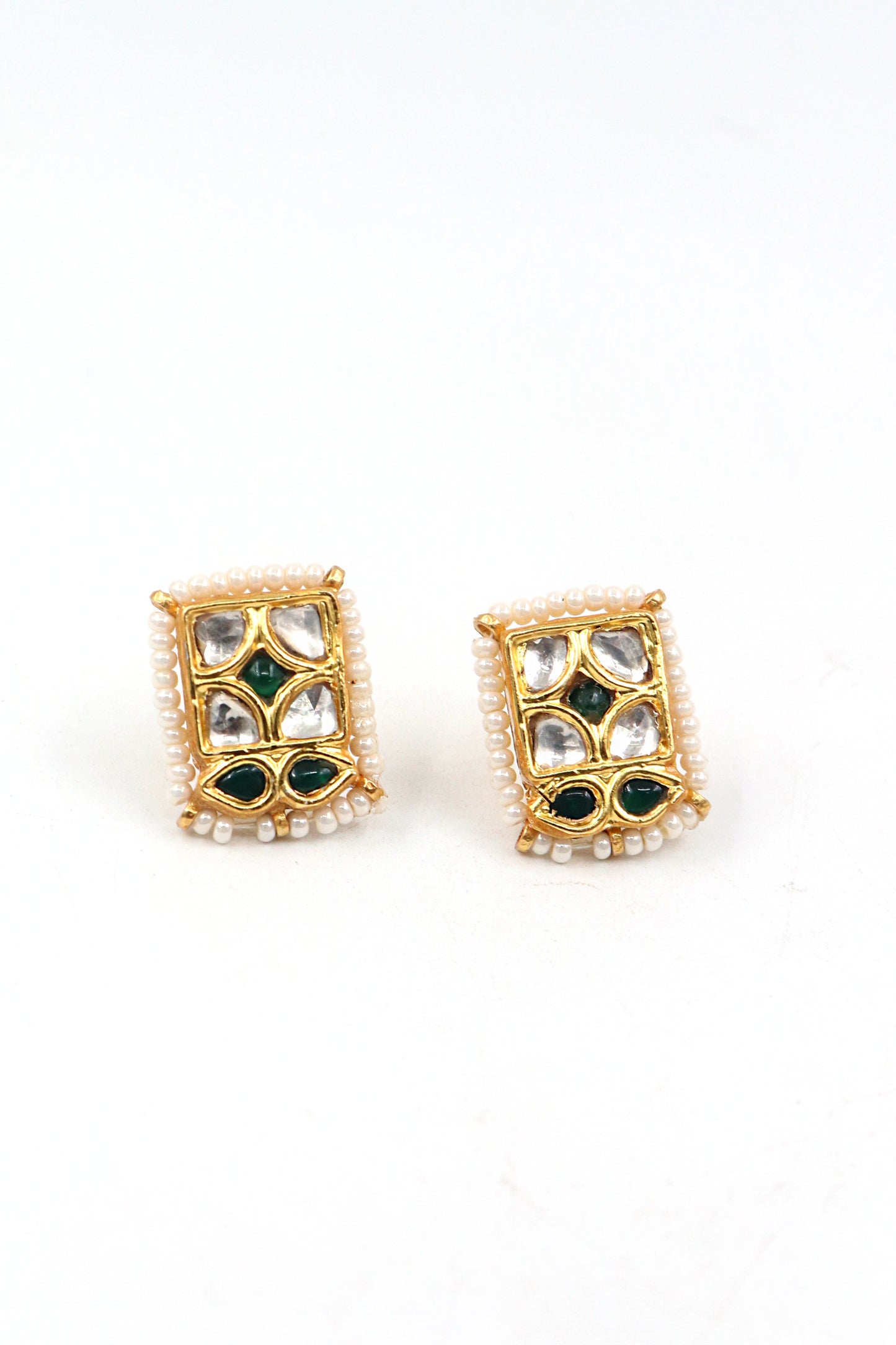 Gold-Plated Moissanite with Pearl Gemstone and  Meenakari Earring Jewelry Perfect For Gift.