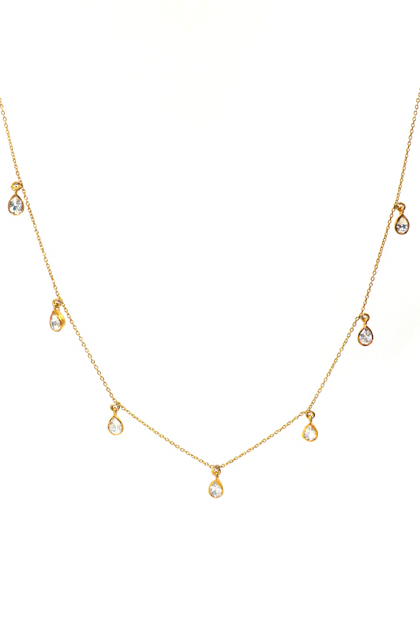 Wedding Jewelry Gold-Plated Chain Necklace with Moissanite Pendant