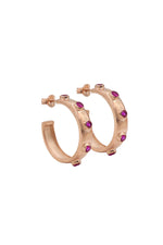 Pure Silver Rose Gold Plated Red Onyxgemstone Hoop stud jewelry