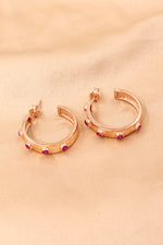 Pure Silver Rose Gold Plated Red Onyxgemstone Hoop stud jewelry