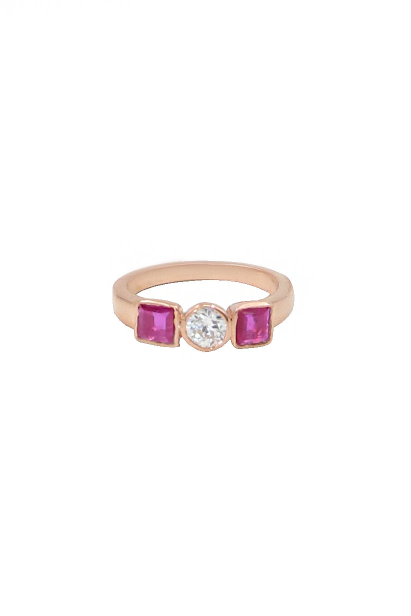 semi precious Gemstone Rose Gold Ring