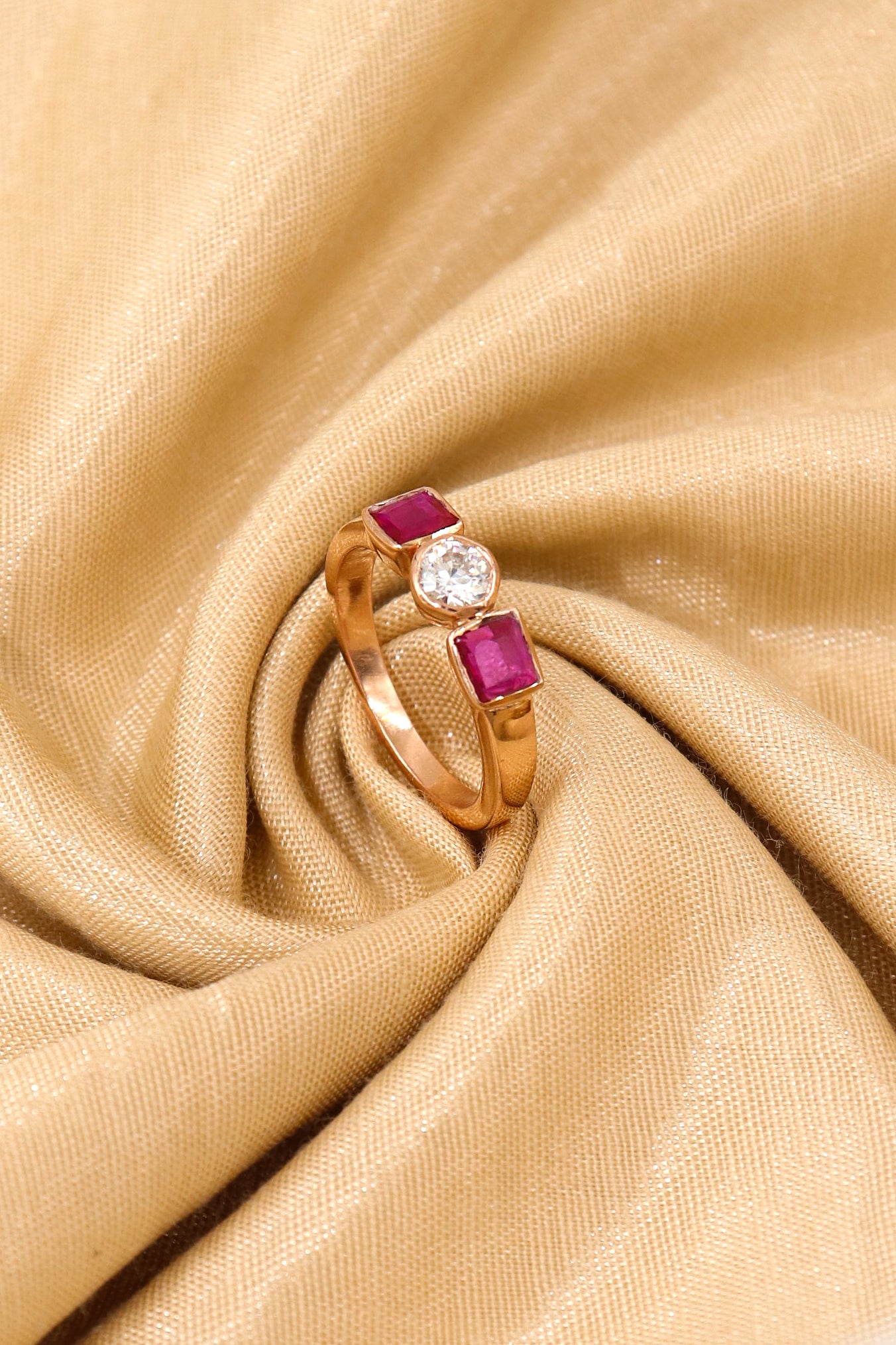 semi precious Gemstone Rose Gold Ring