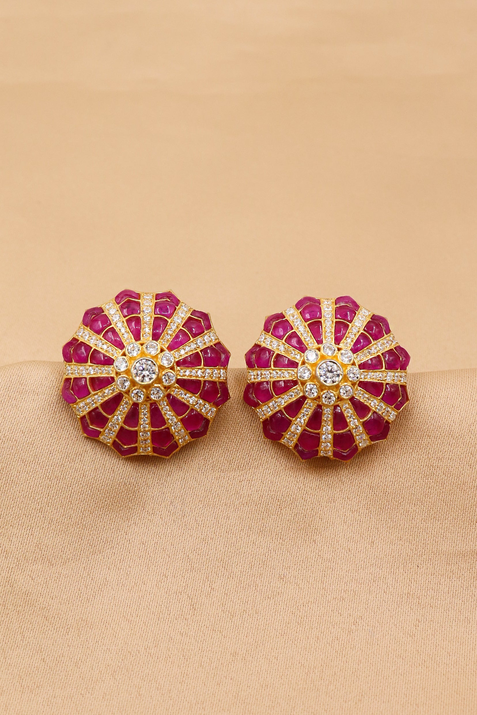 Gold Plated Silver enamel moissanite Stud