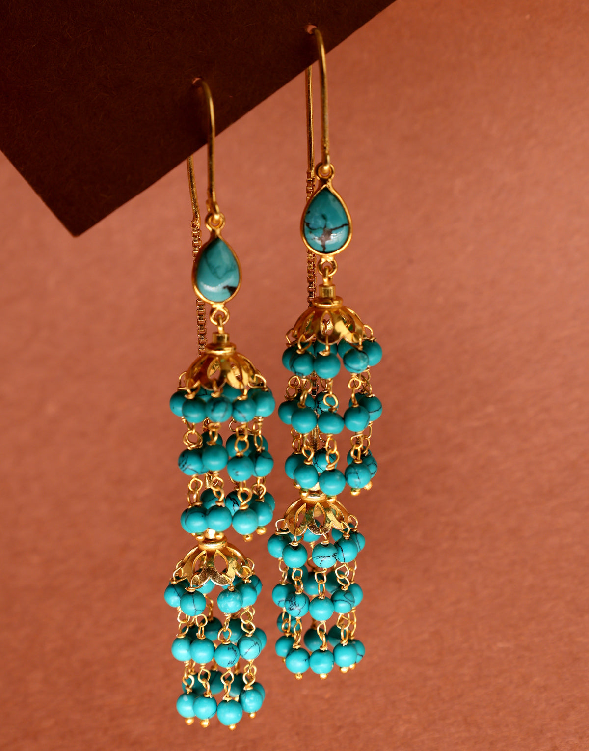 Turquoise Sui Dhaga Royal Earring