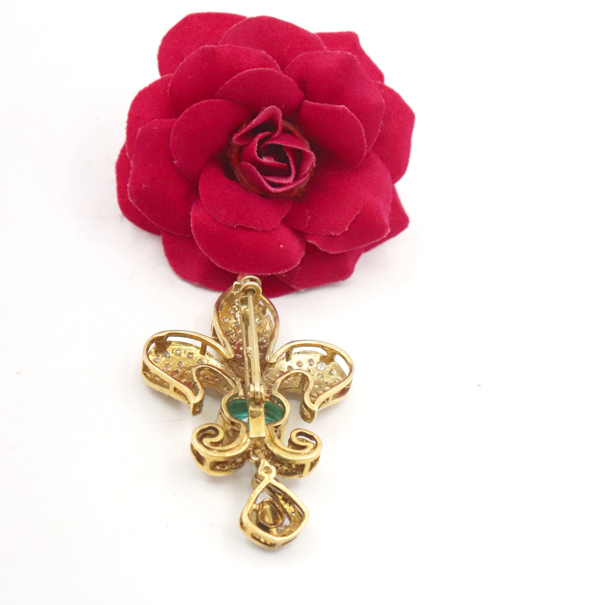 Green Onyx With Mossanite Broach 2