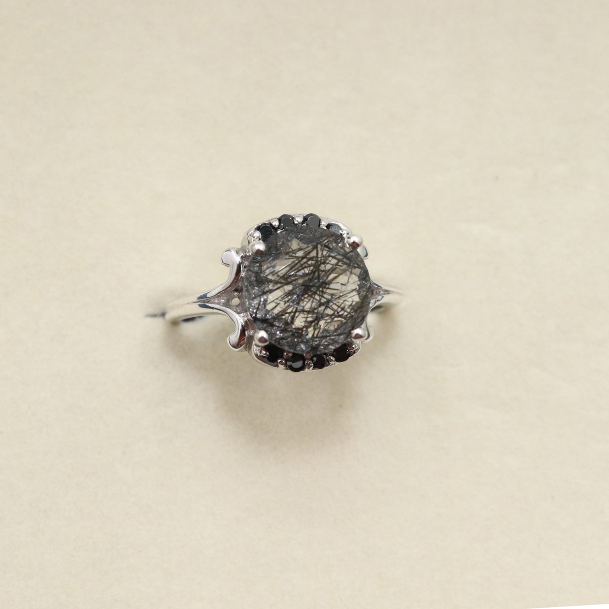 Black Rutile Quartz Ring