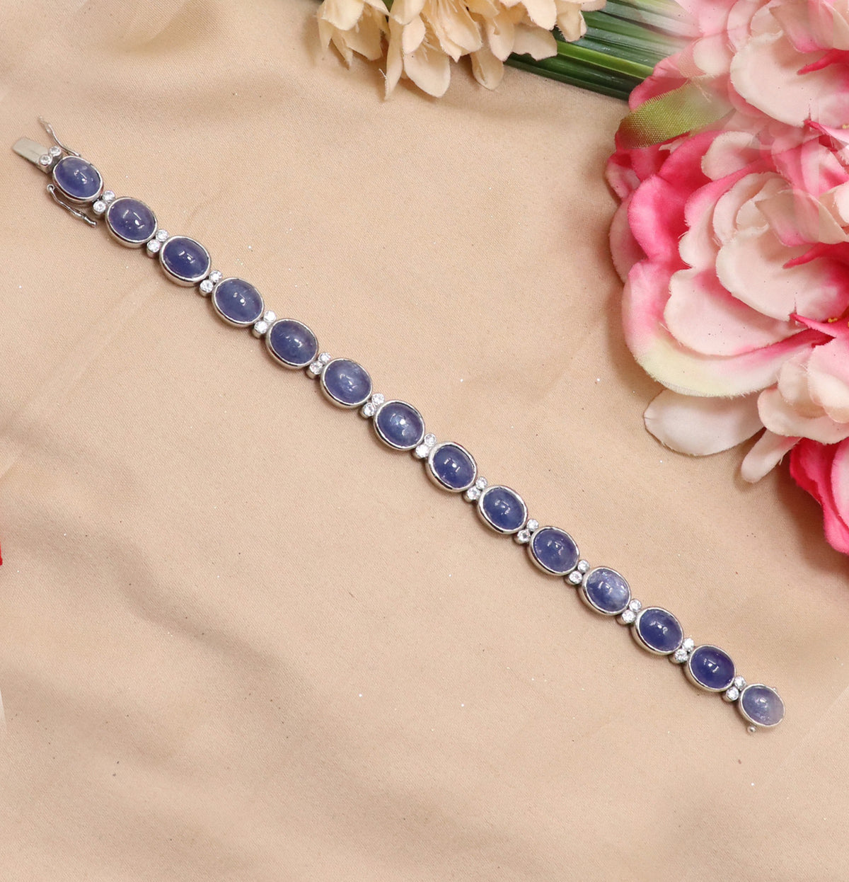 Exquisite Tanzanite & CZ Tennis Bracelet