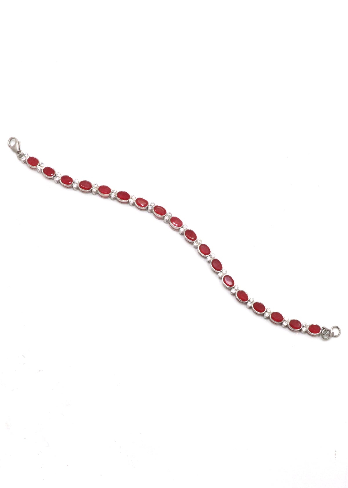 Regal Ruby & CZ Sterling Silver Bracelet