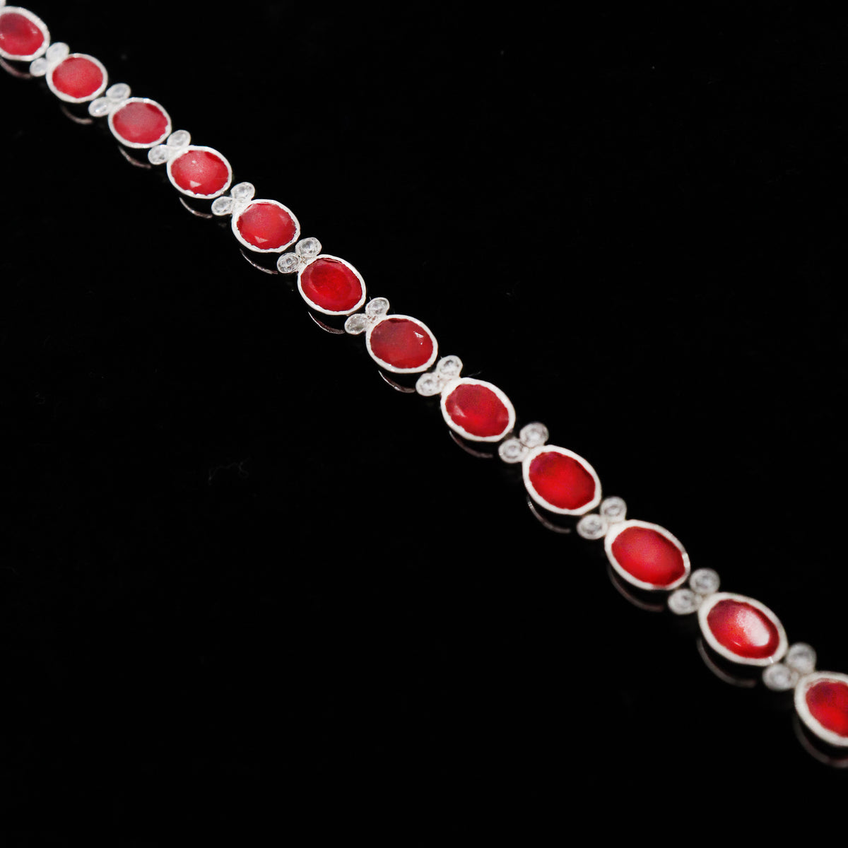 Regal Ruby & CZ Sterling Silver Bracelet