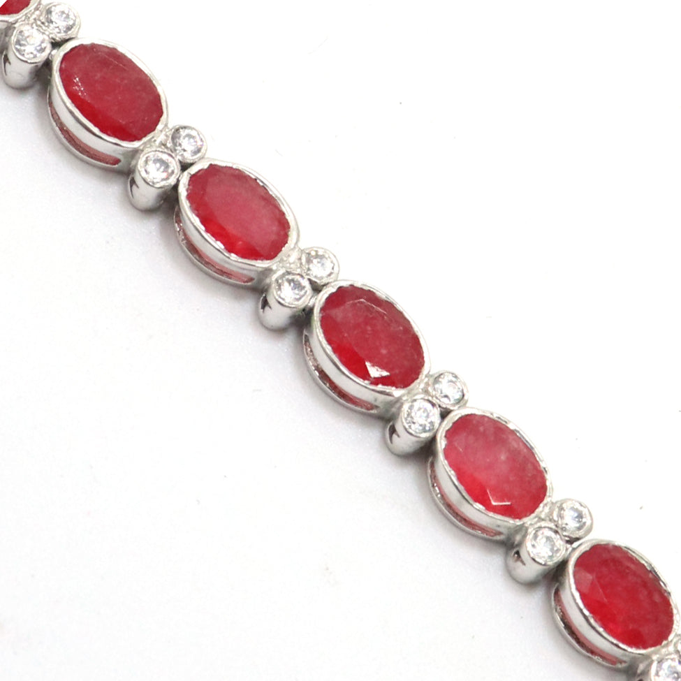 Regal Ruby & CZ Sterling Silver Bracelet