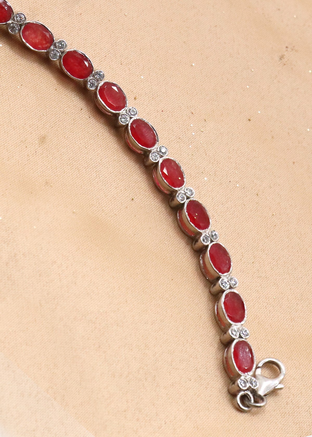 Regal Ruby & CZ Sterling Silver Bracelet