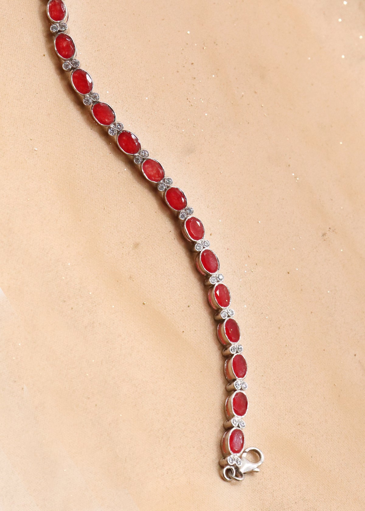 Regal Ruby & CZ Sterling Silver Bracelet