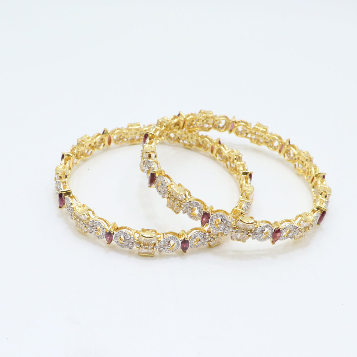 Garnet & CZ Floral Bangle