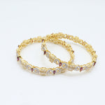 Garnet & CZ Floral Bangle