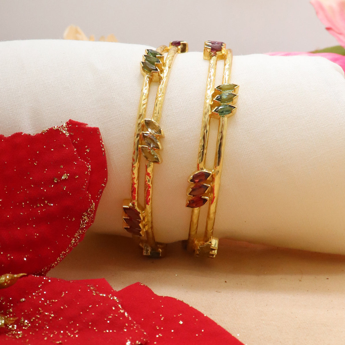 Multi-Gemstone Sterling Silver Bangle