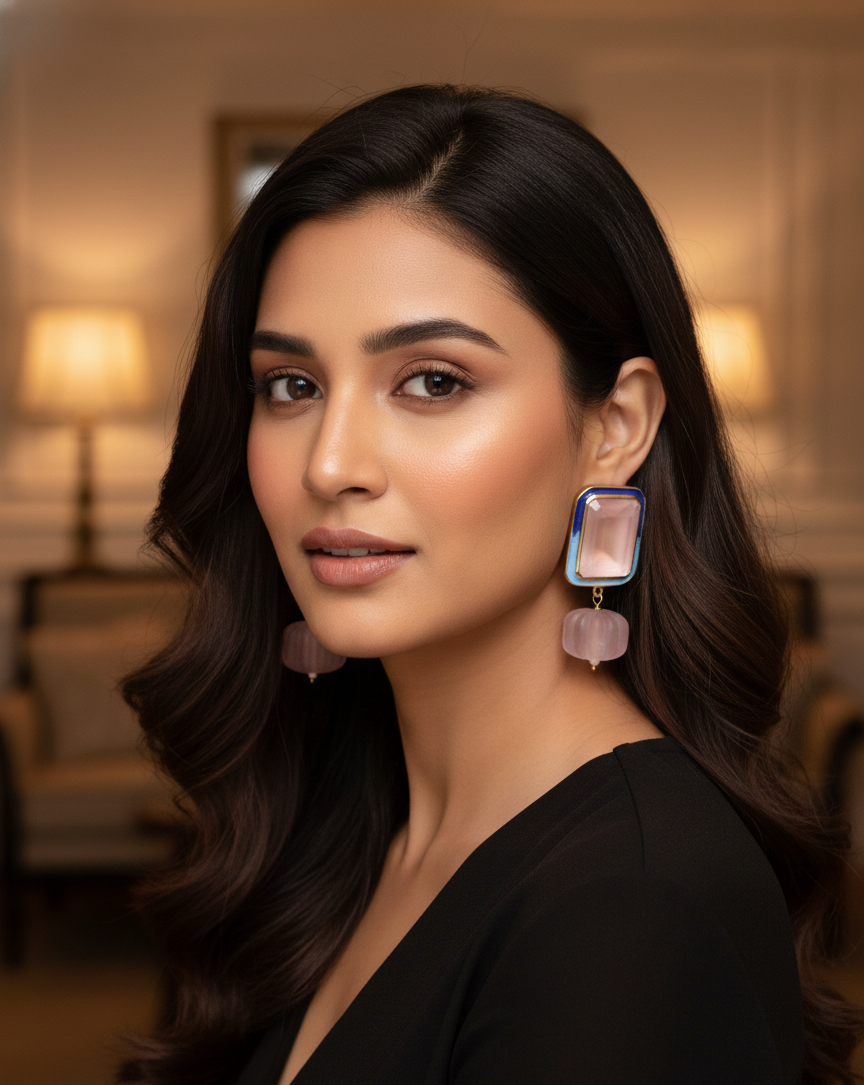 Rose Quartz Meena Earrings