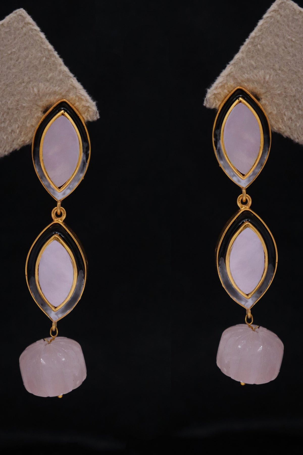 Pearl & Rose Quartz Meena Earrings
