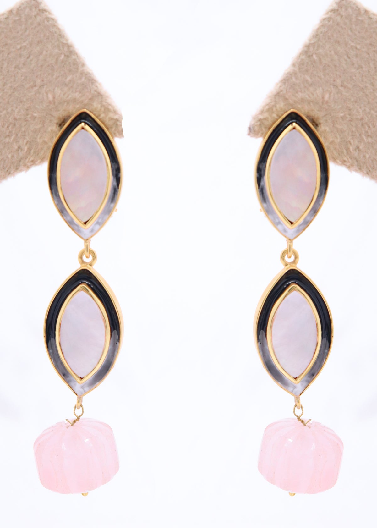 Pearl & Rose Quartz Meena Earrings