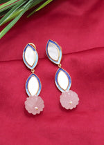 Rose Quartz &amp; Blue Enamel Statement Earrings
