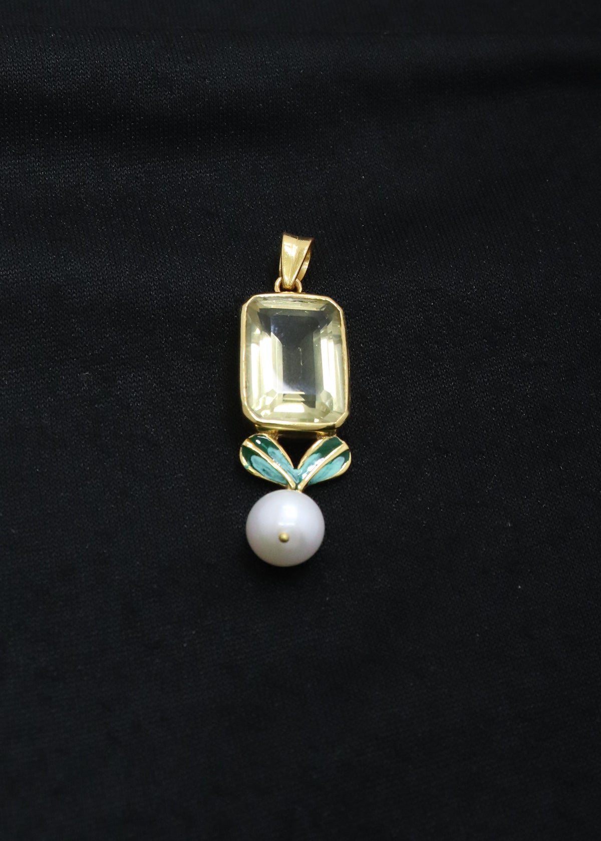 Golden Citrus &amp; Pearl Pendant