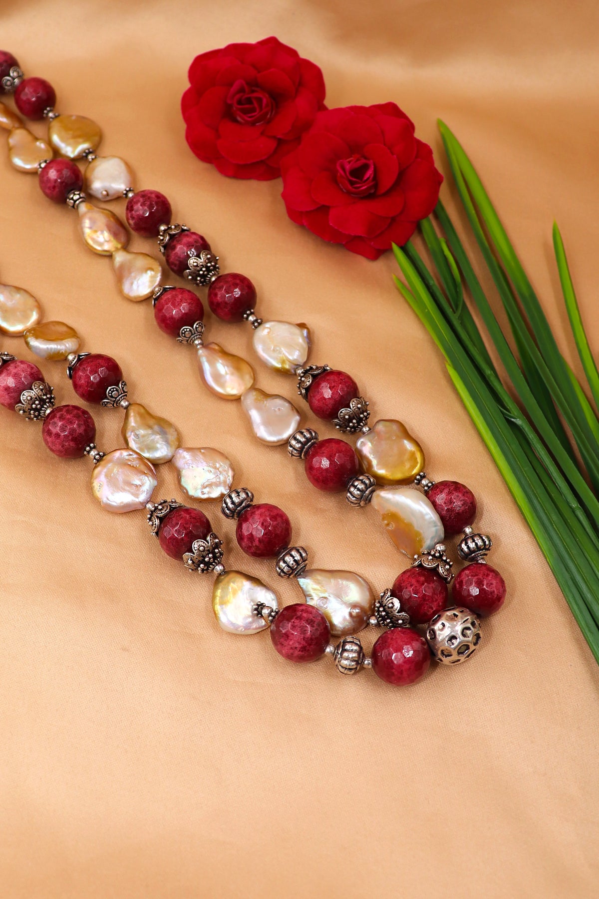 Ruby & Pearl Royale Beaded Necklace