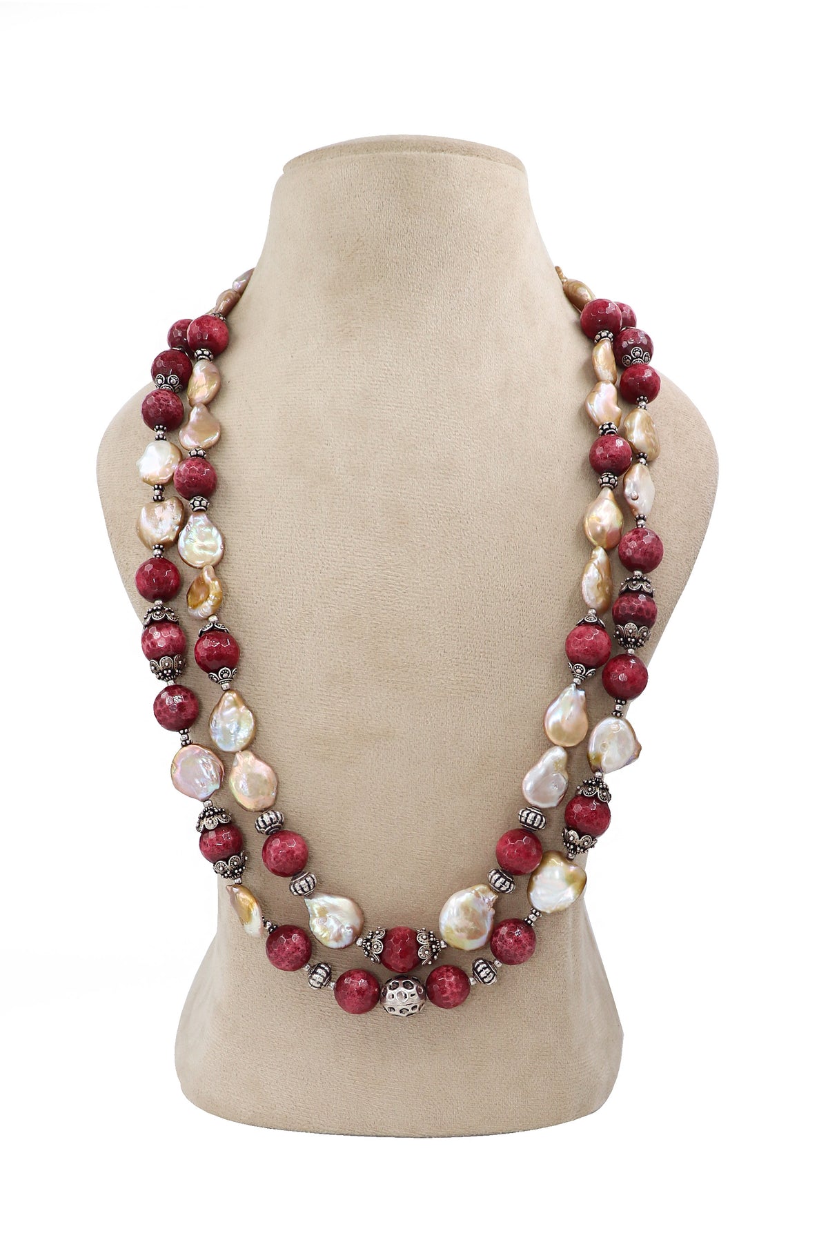 Ruby & Pearl Royale Beaded Necklace