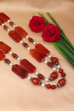 Orange Agate Regal Pearl Necklace