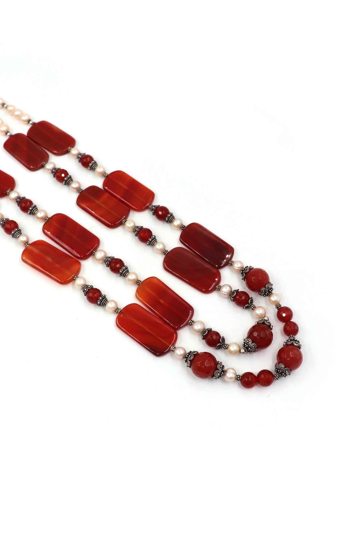 Orange Agate Regal Pearl Necklace