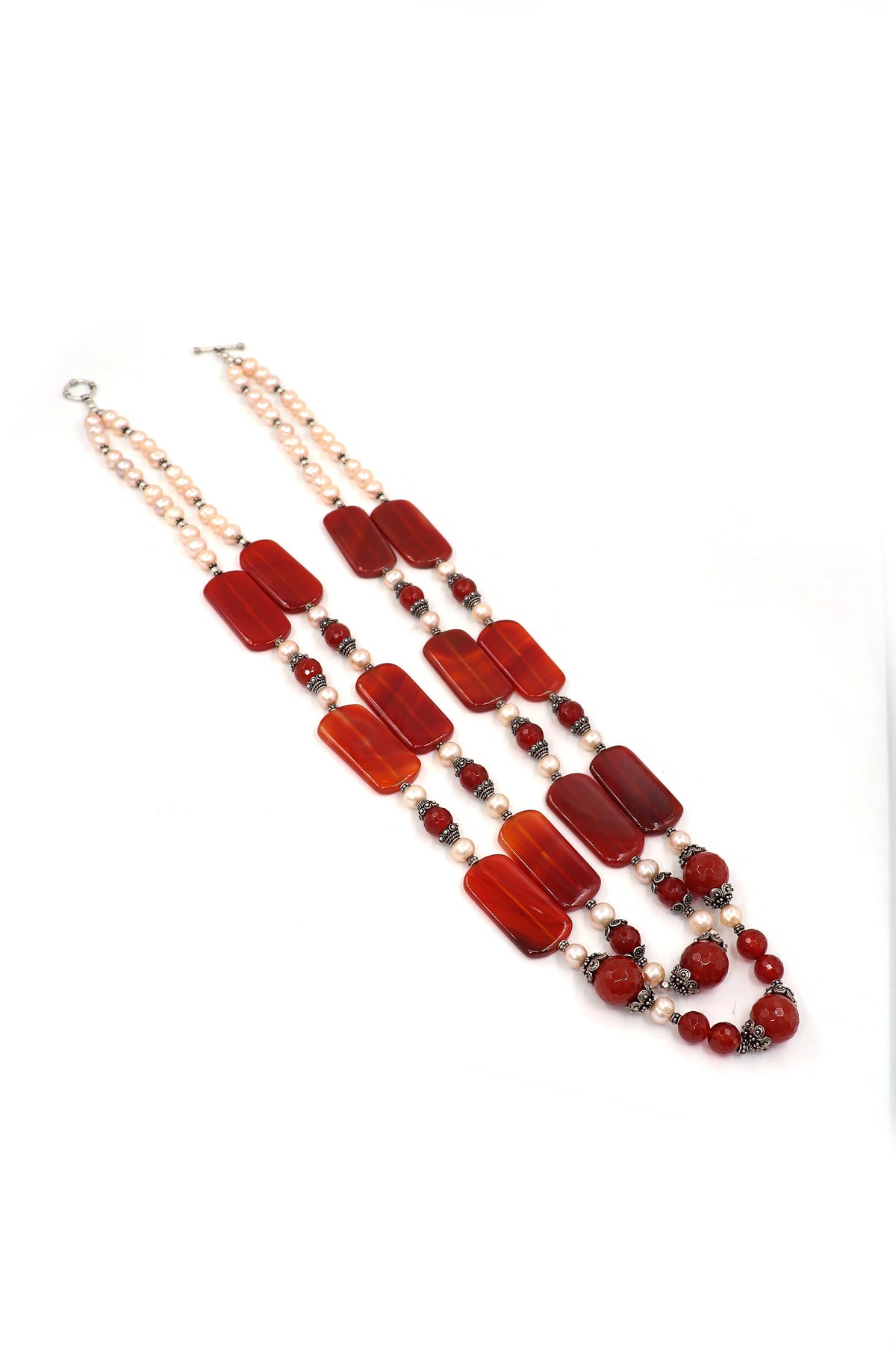 Orange Agate Regal Pearl Necklace