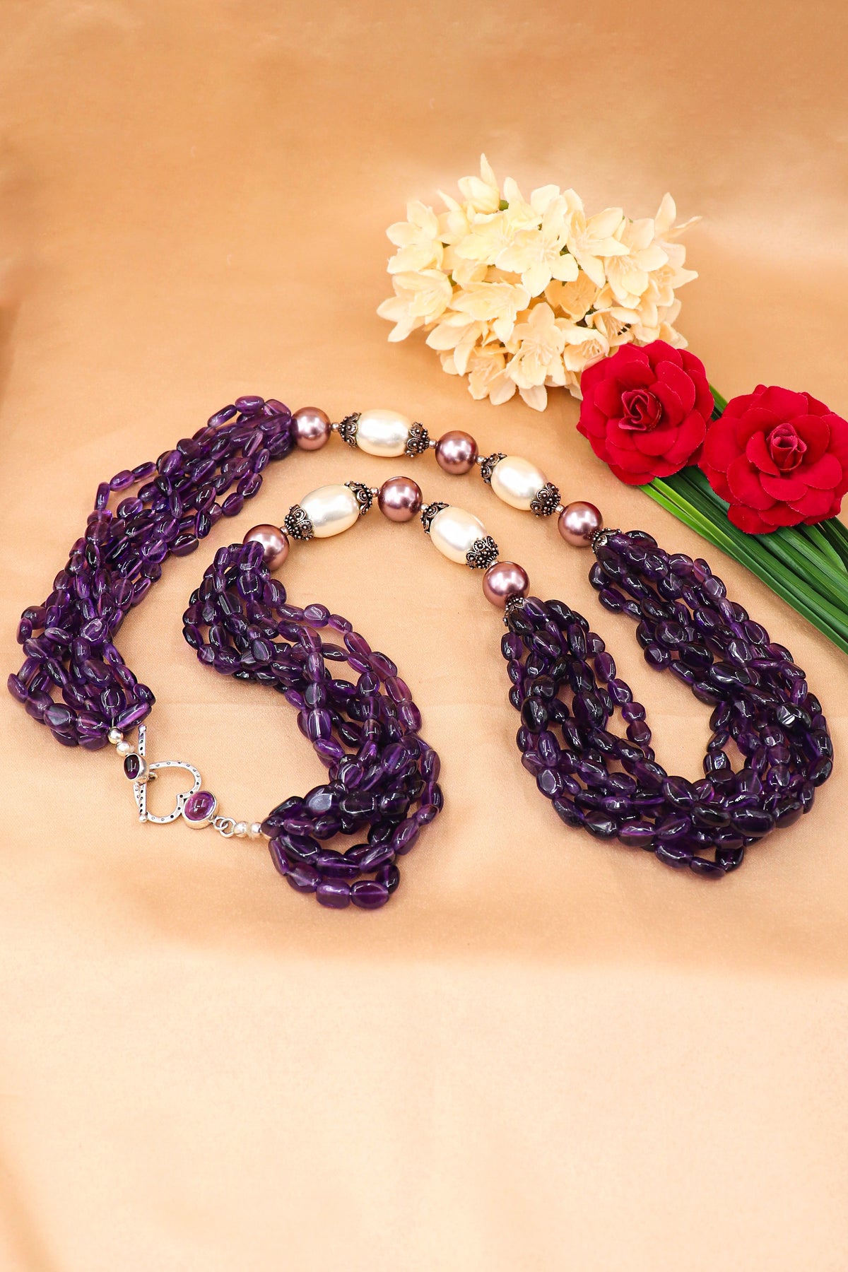 Amethyst & Pearl Regal Necklace