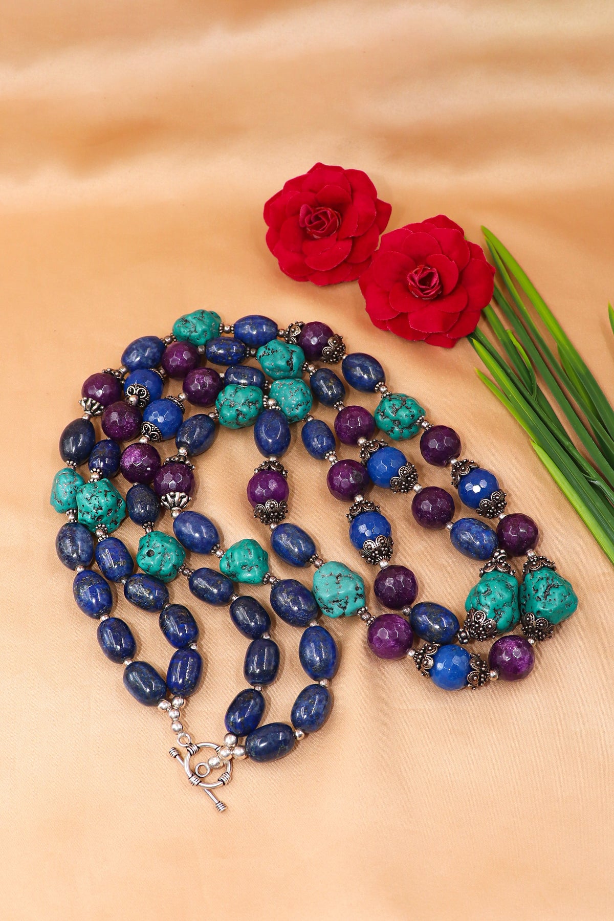 Turquoise & Lapis Royal Beaded Necklace