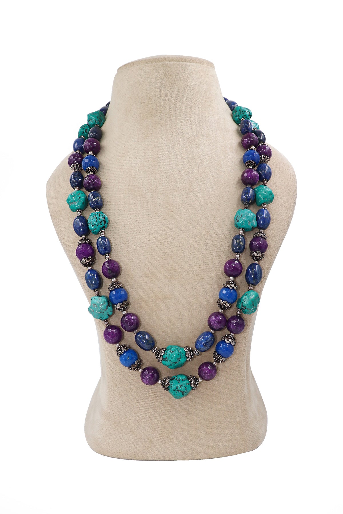 Turquoise & Lapis Royal Beaded Necklace