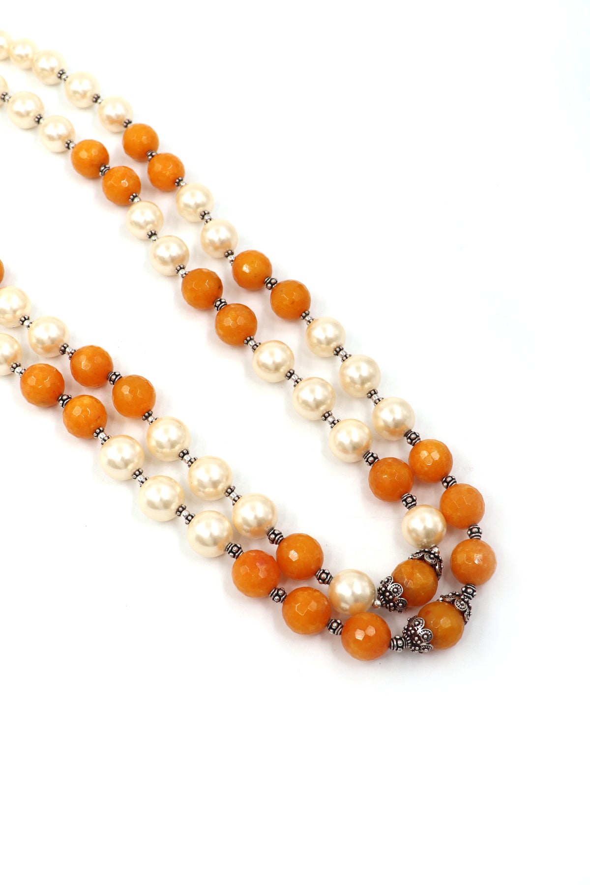 Pearl & Yellow Beads Sovereign Necklace