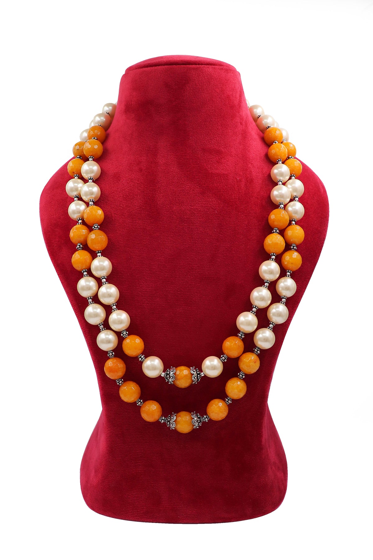 Pearl & Yellow Beads Sovereign Necklace