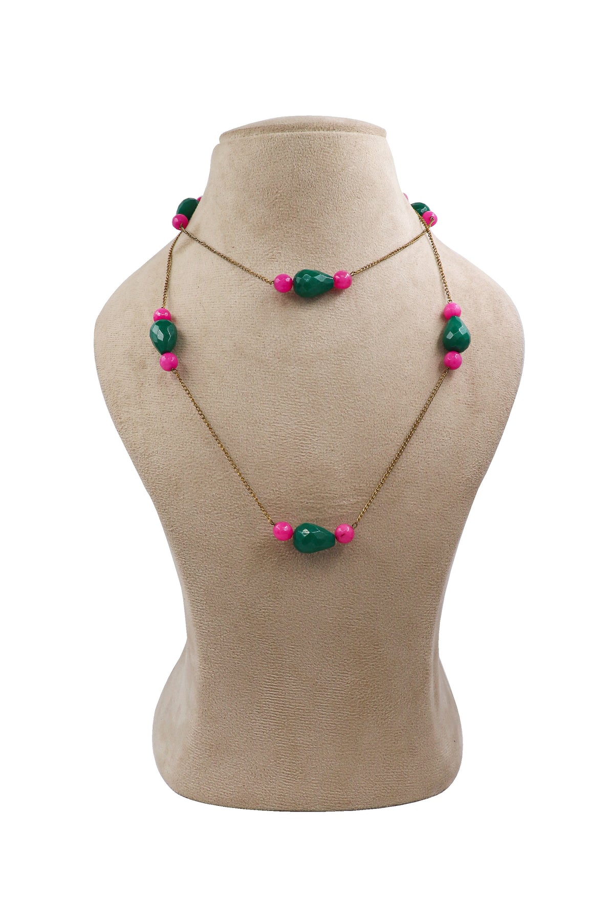 Green & Pink Quartz Majestic Chain Necklace