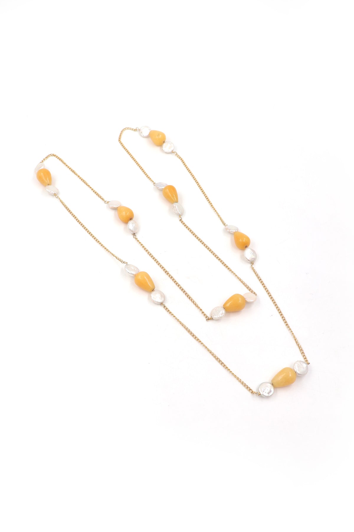 Silver Pearl & Yellow Quartz Regal Necklace