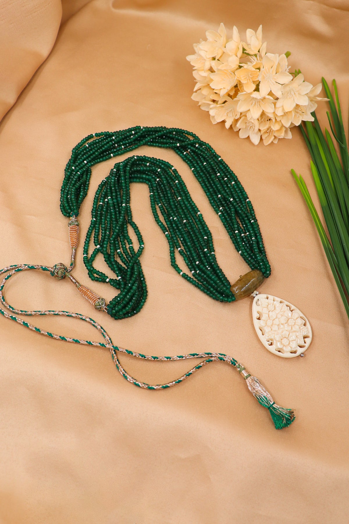 White Coral & Onyx Regal Necklace