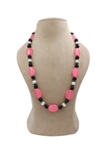 Onyx & Agate Crown Pearl Necklace