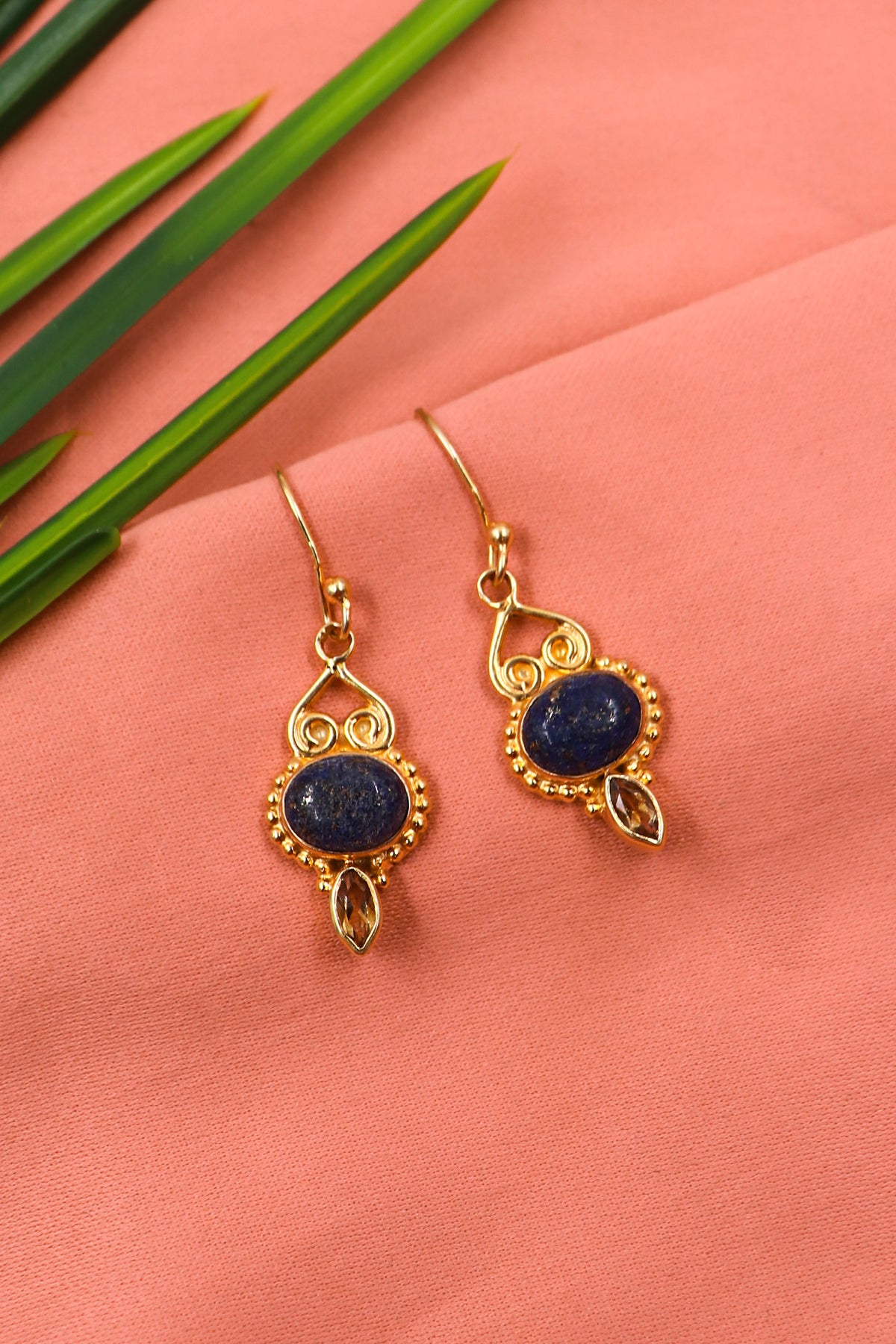 Lapis Regal Dangle Gold Earring