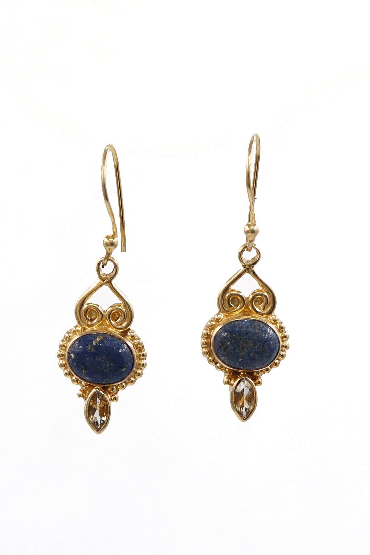 Lapis Regal Dangle Gold Earring